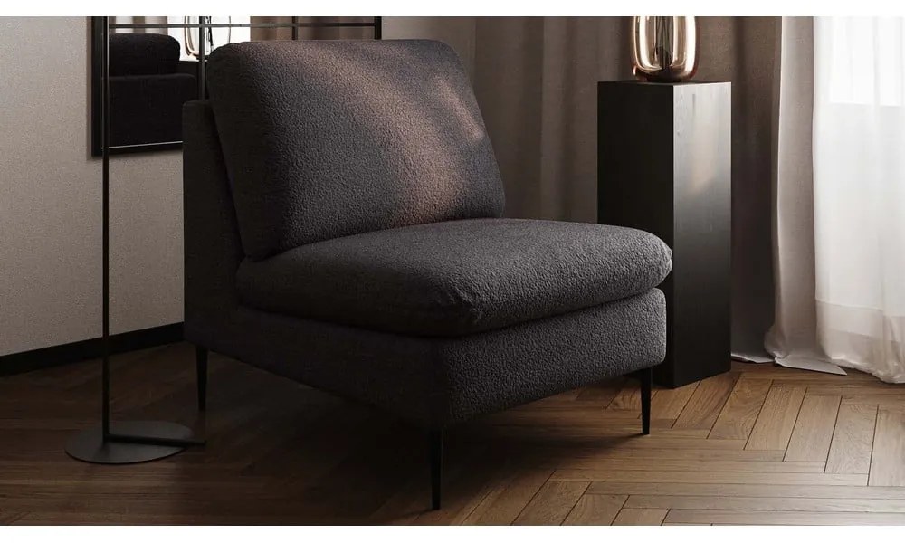 Čierne kreslo z textílie buklé Moilo – MESONICA