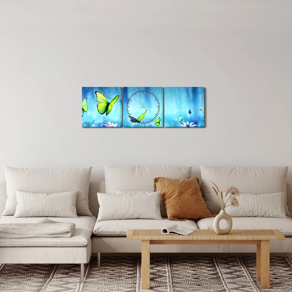 Obraz - Mystická lesná čistina (s hodinami) (90x30 cm)