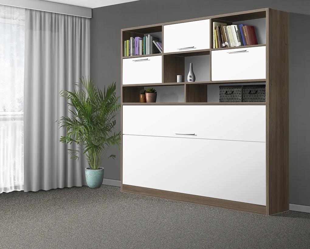 Nabytekmorava Sklápacia posteľ VS1056 MAX, 200x90cm farba lamina: Biela, Varianta dverí: lesklé