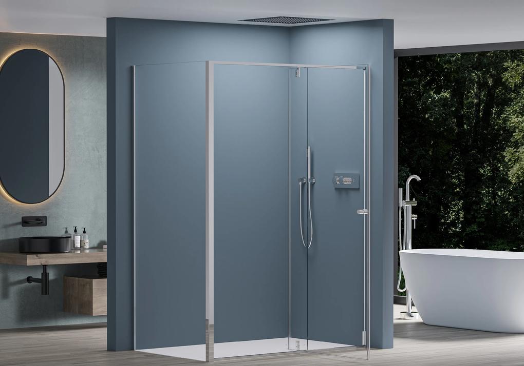 Cerano Santini, sprchovací kút s krídlovými dverami 140(dvere) x 100(stena) x 195 cm, 6mm číre sklo, chrómový profil, CER-CER-426250