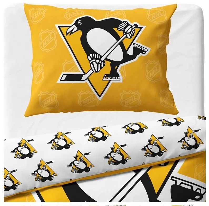 NHL Hokejové obliečky Pittsburgh Penguins Shields 140x200/70x90 cm