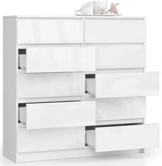 Komoda K120 10SZ CLP biela, lesk