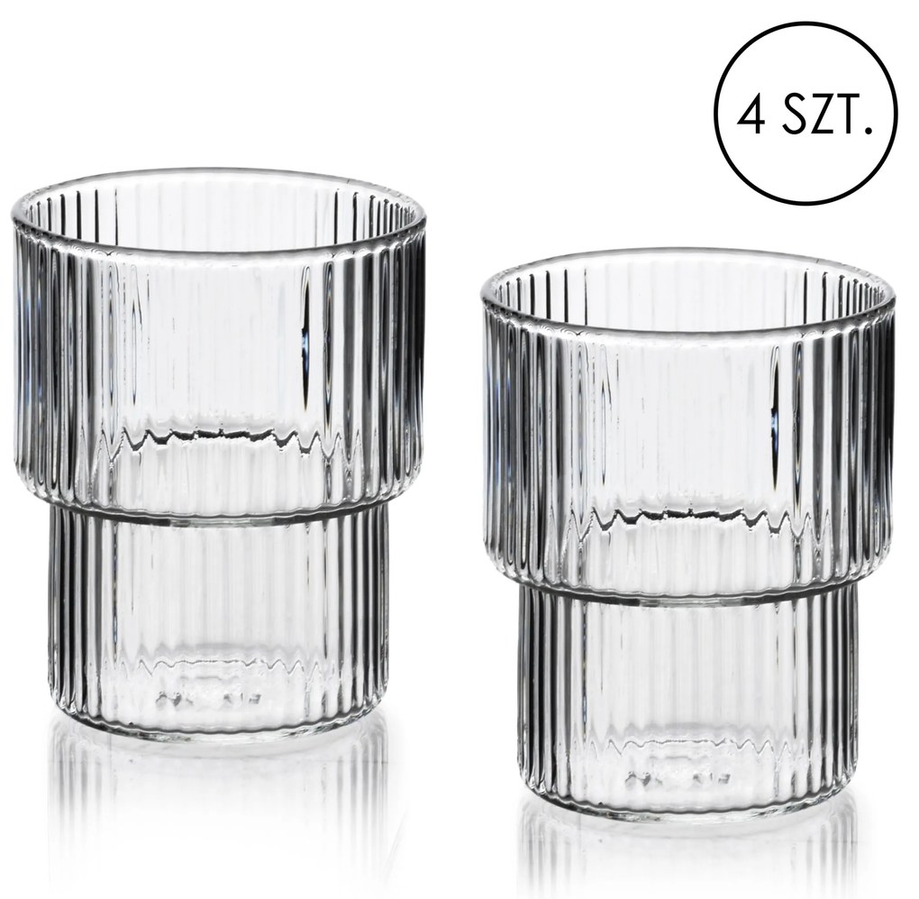 Sada 4 ks sklenic ELLA STRIPES 320 ml čirá