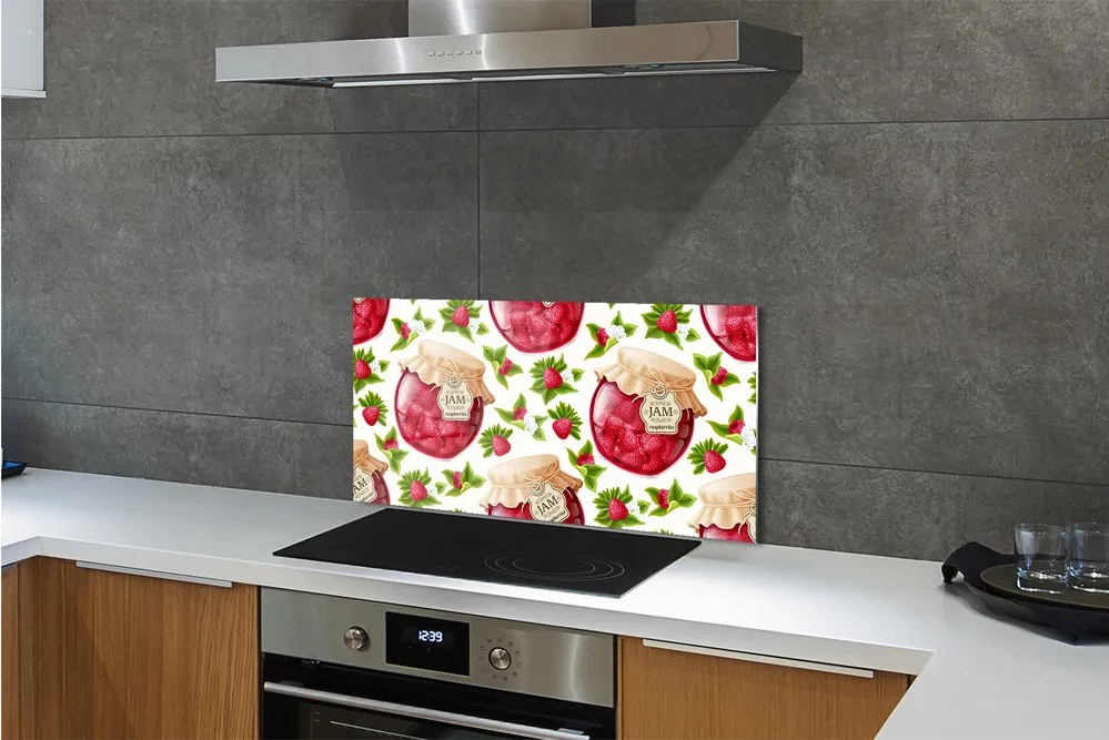 Sklenený obklad do kuchyne malinový džem 120x60 cm