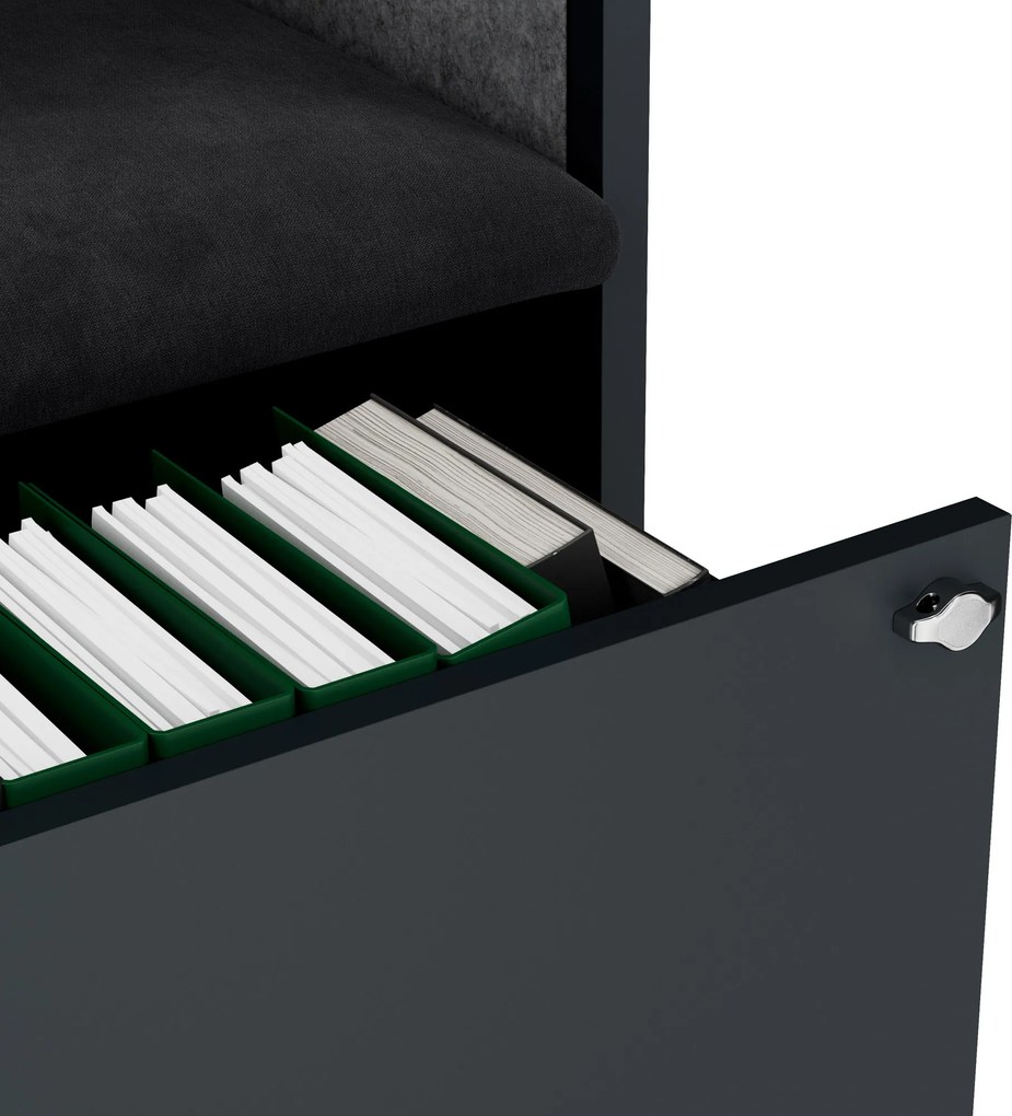 Akustická kabína SALLY MentalBox 600 mm – antracitový korpus, tmavosivé sedadlo