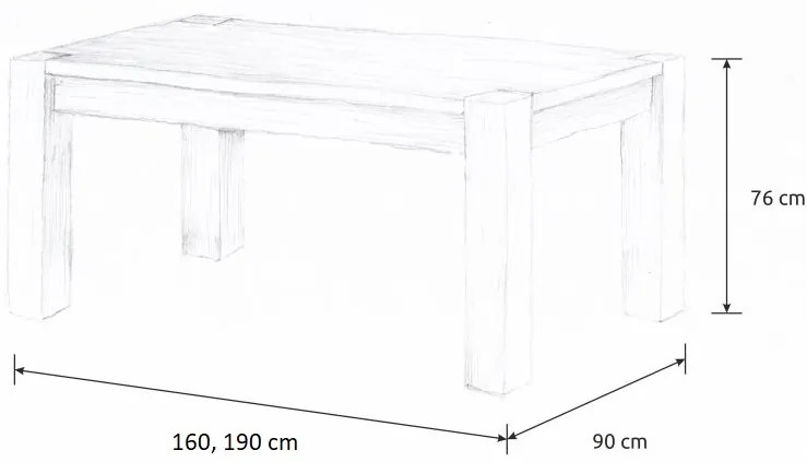Wooded Jedálenský stôl Denver z masívu DUB 160x90x76cm