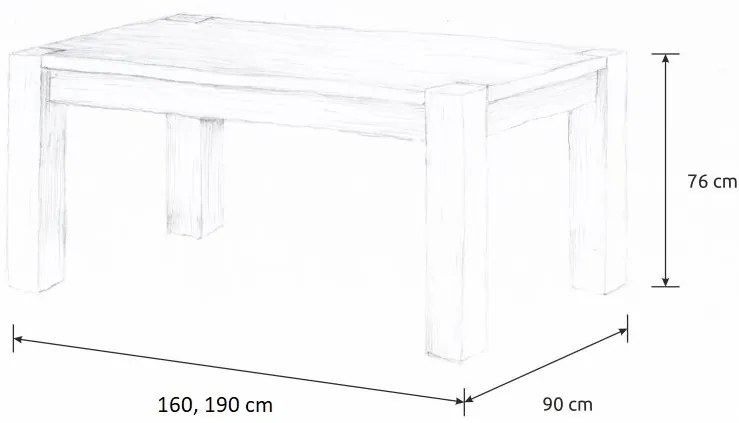 Wooded Jedálenský stôl Denver z masívu DUB 190x90x76cm