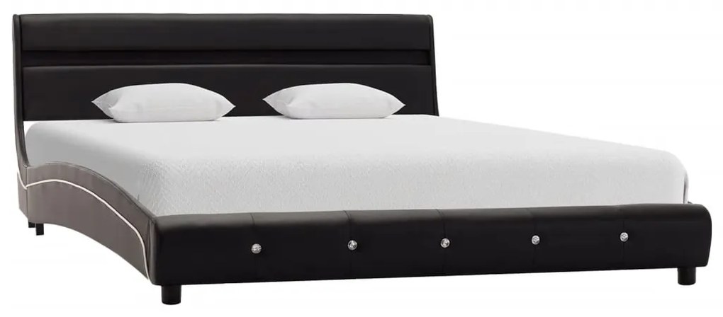 vidaXL Posteľný rám s LED, čierny, umelá koža 140x200 cm