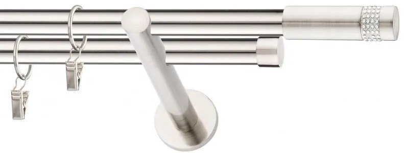Dekorstudio Niklová dvojradová garniža DIOS 19mm Dĺžka: 140cm, Typ uchytenia: Držiak dvojitý modern, Typ príslušenstva: Krúžky tiché so štipcami