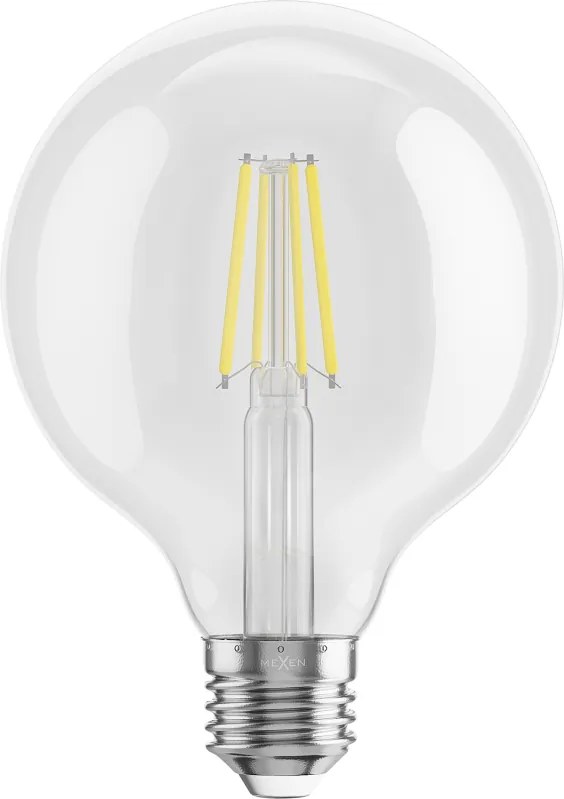 Mexen Vintis, LED žiarovka E27, G95, 6W, Neutrálna - 4000K, 720 lm, číra - L157-E27-0640-00