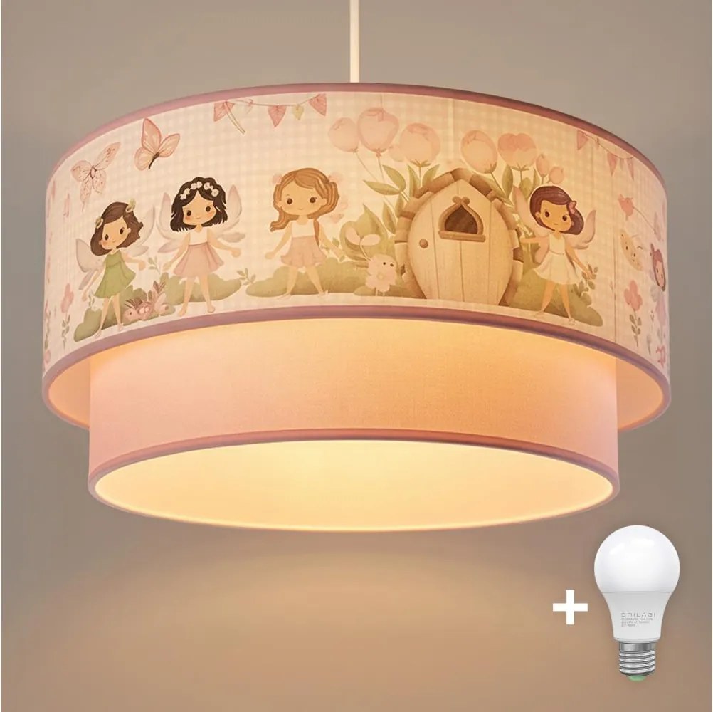 Brilagi - LED detský luster na lanku BOBO 1xE27/60W/230V pr. 40 cm ružový/víly