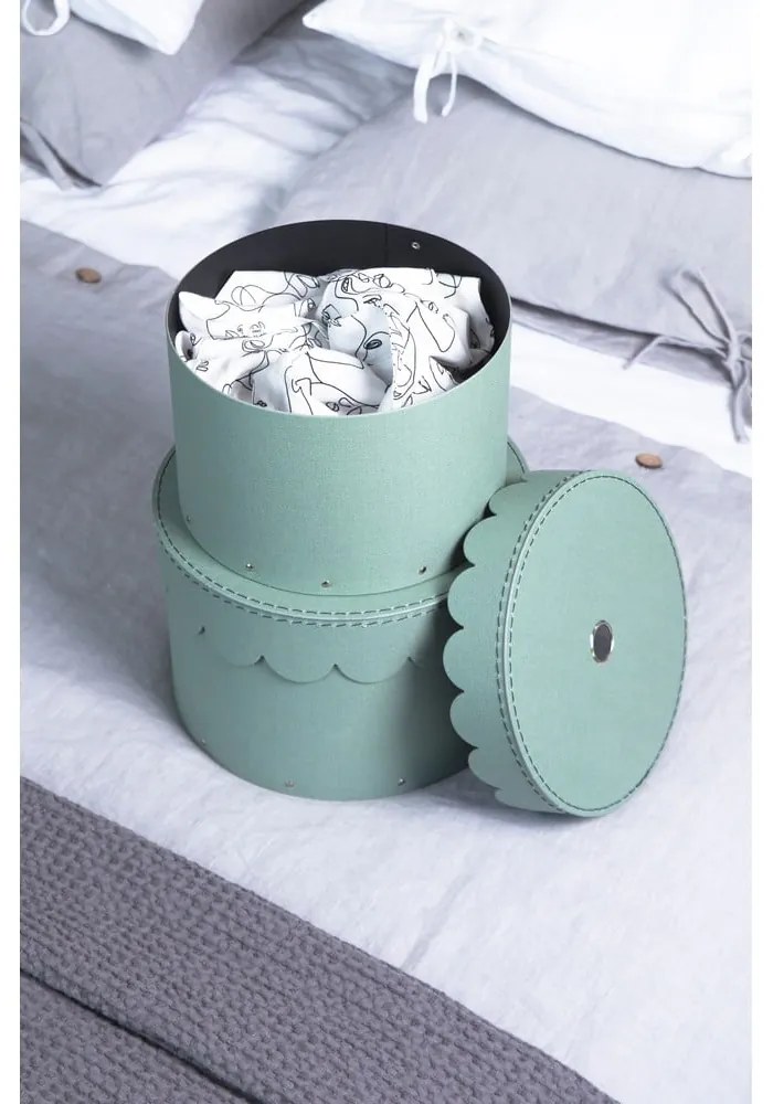 Zelenomodré kartónové úložné boxy v súprave 2 ks s vekom ø 26x17,5 cm Wilma Canvas Paper Laminate – Bigso