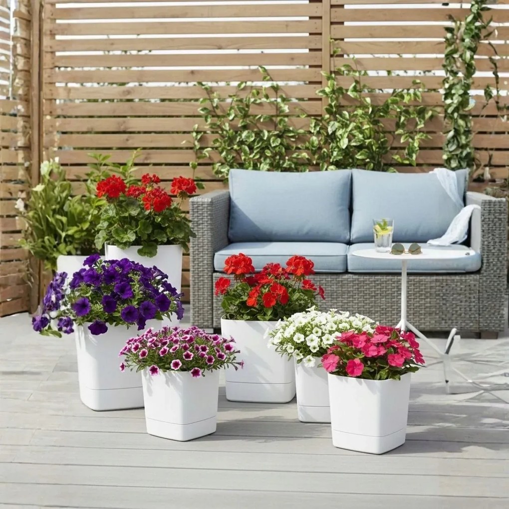 Plastový květináč s podmiskou Cubi 19x19 cm - výber z 6 prevedení