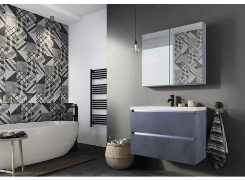 Kúpeľňový nábytkový set Vogue 60 cm s keramickým umývadlom a zrkadlom s LED osvetlením betón antracitovo sivá