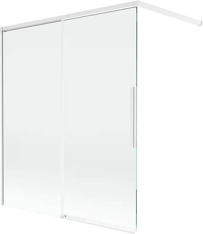 Mexen Rox, 2-krídlová posuvná vaňová zástena 140 x 150 cm, 8mm číre sklo, biely profil, 8C9-140-003-20-00