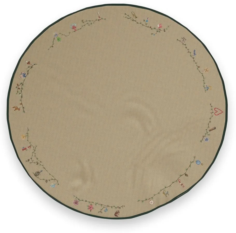 Béžový bavlnený okrúhly koberec pod stromček s vianočným motívom ø 130 cm Hammershøi Christmas – Kähler Design