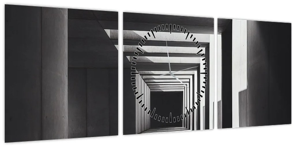 Obraz - Štvorcový tunel (s hodinami) (90x30 cm)
