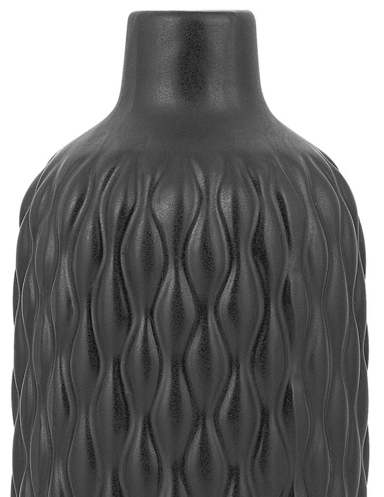 Kamenina Dekoratívna váza 31 Čierna EMAR Beliani