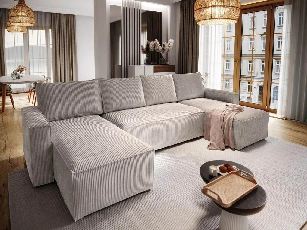 AKCIA Béžová sedacia súprava do U SMART COSARO 295x140 cm II. akosť