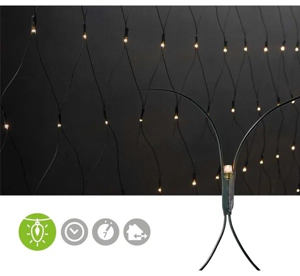 Nedis CLLN160 - LED Vianočný záves 160xLED/7 funkcií 5m IP44 teplá biela