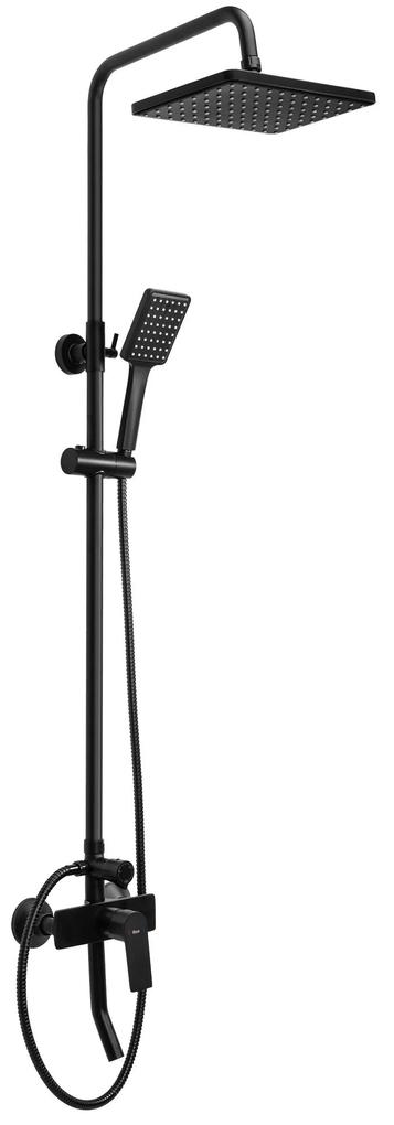 Rea Maximus, sprchová súprava s vaňovou výlevkou a dažďovou a ručnou sprchovou hlavicou, čierna matná, REA-P2412