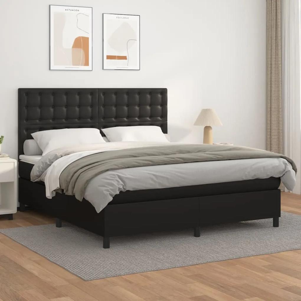 Boxspring posteľ s matracom čierna 180x200 cm umelá koža 3142857