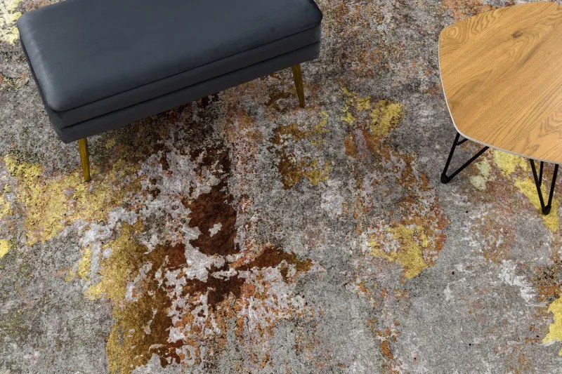 Dywany Łuszczów, Kusový koberec Miro 51463.802 Abstraction grey/gold, 80x150, viacfarebná, kuchyňa