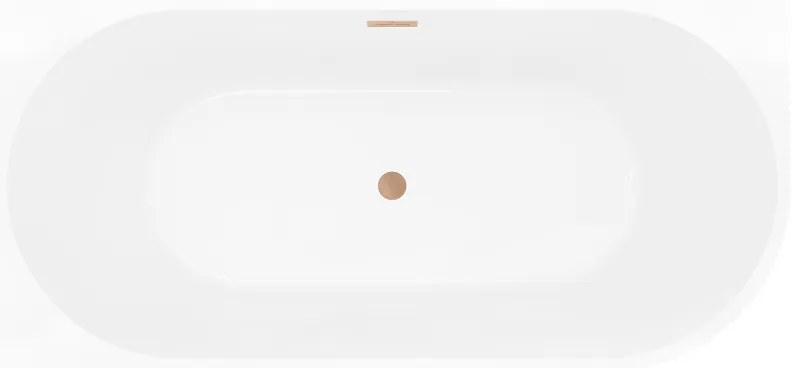 Mexen Silo, rohová voľne stojaca ryhovaná vaňa, ľavá, 170 x 80 cm, biela lesklá, medený matný prepad, 52891708000L-65