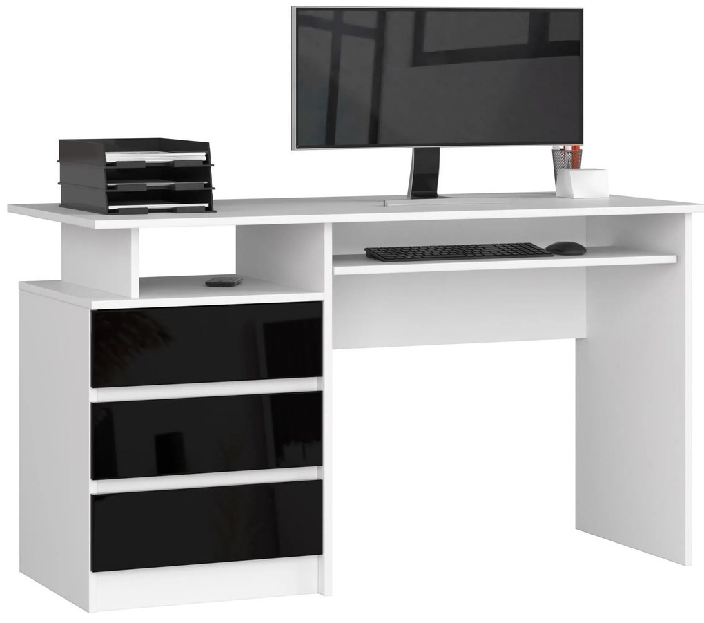 PC stolík Bronte (biela + lesk čierny). Akcia -15%. Vlastná spoľahlivá doprava až k Vám domov. 1128514