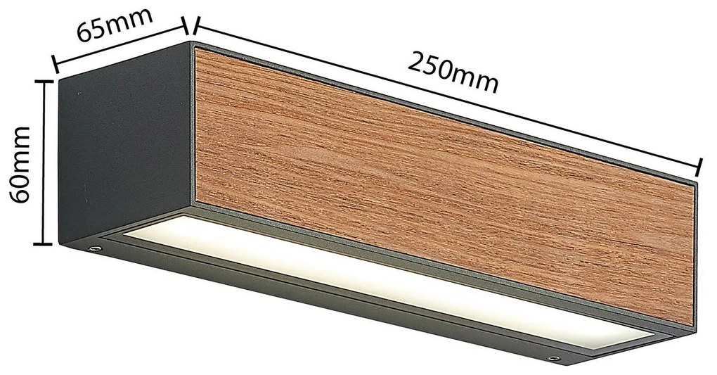 Lucande Lengo nástenné LED CCT, 25 cm, 2-pl. drevo