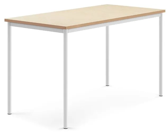 Stôl SONITUS, 1600x800x900 mm, linoleum - béžová, biela