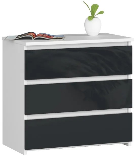 Nočný stolík CL3 60 cm biely / grafitový, lesk