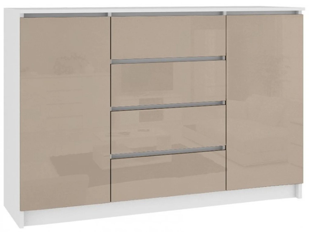 Komoda K160 2D4SZ cappuccino lesk biela