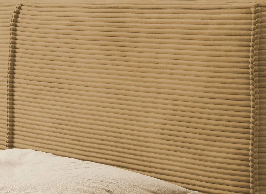 Posteľ Inez 180x200 cm, topazovo žltá štruktúrovaná látka