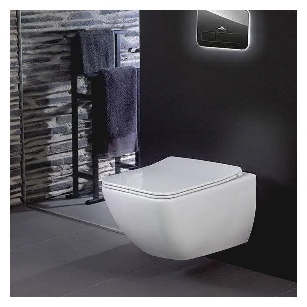 VILLEROY &amp; BOCH Venticello WC sedátko s poklopom SlimSeat Line, s funkciou QuickRelease a Softclosing, biela alpská, 9M80S101