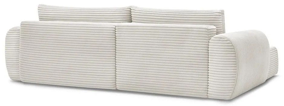 Krémová menčestrová rozkladacia rohová pohovka (ľavý roh) Lucien – Bobochic Paris