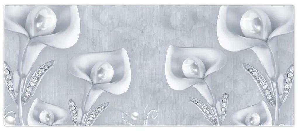 Obraz - Perlové kvety (120x50 cm)