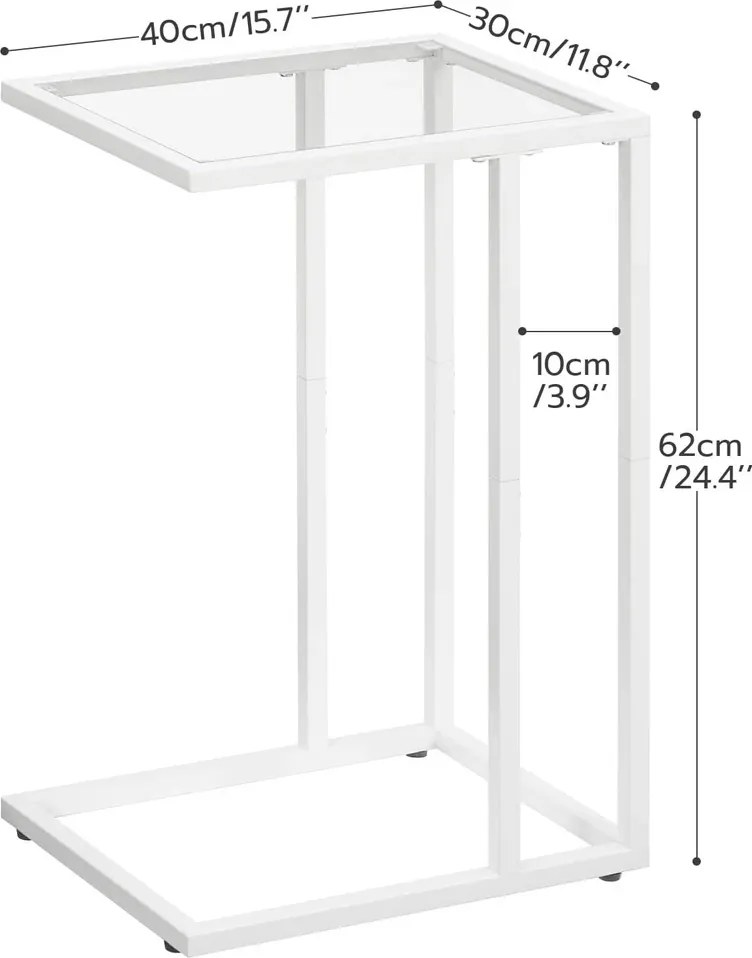 Odkladací stolík Vasagle Rivet 30 cm číry/biely