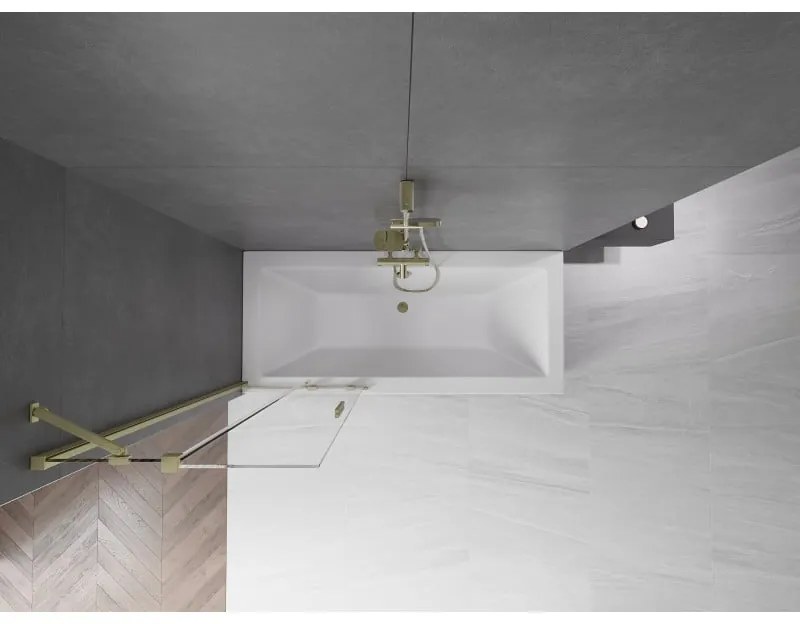 Mexen Velar, 2-krídlová posuvná vaňová zástena 75 x 150 cm, 8mm číre sklo, zlatý matný profil, 896-075-000-01-55