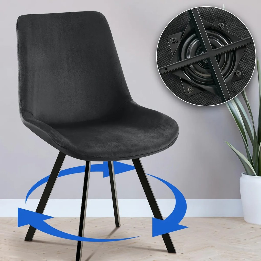 Jedálenská stolička Lewes - zamat - Čierna