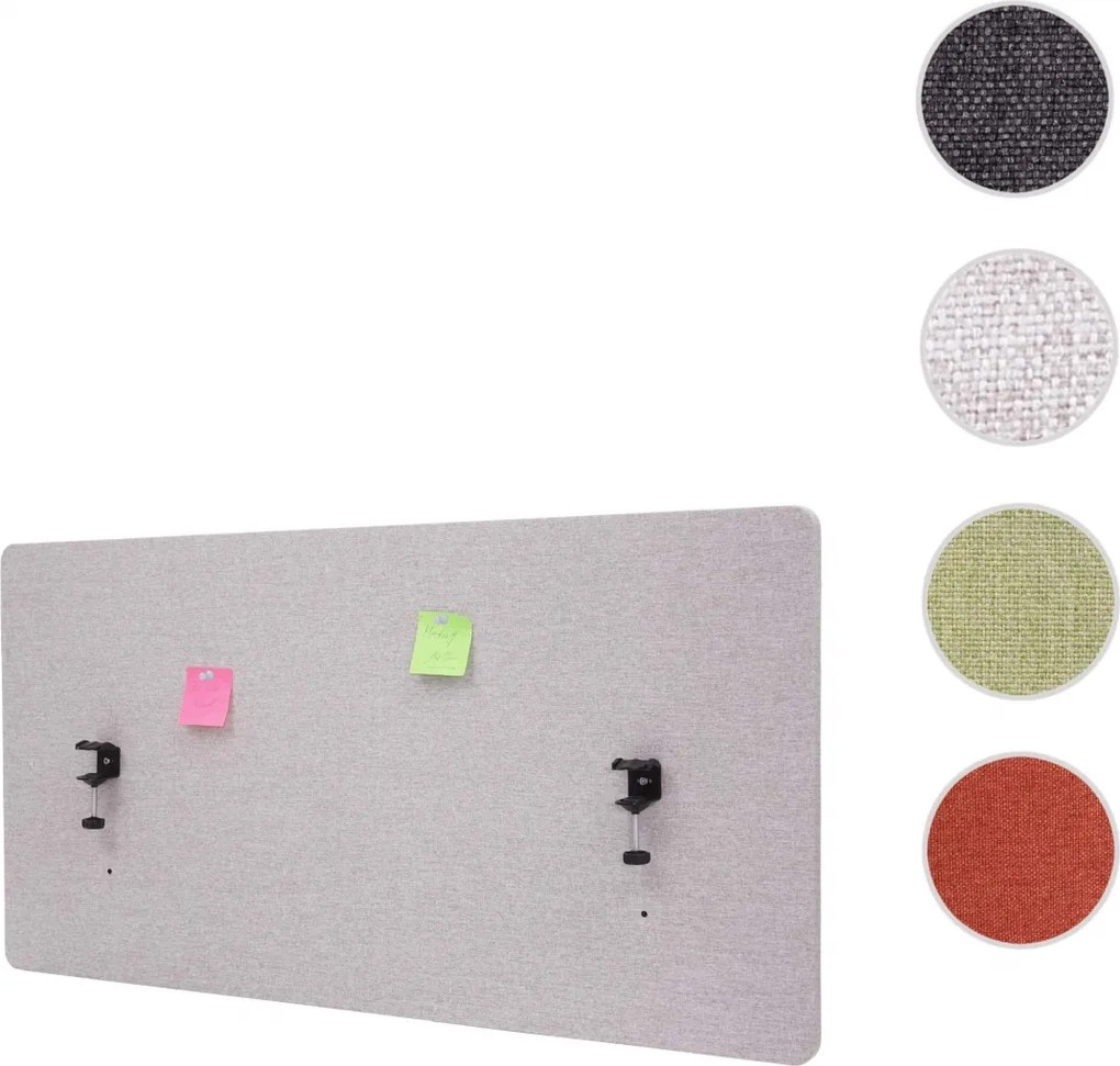 Akustický panel na stôl HWC-G75 - dvojstenná látka/textil - 60x75cm - sivá