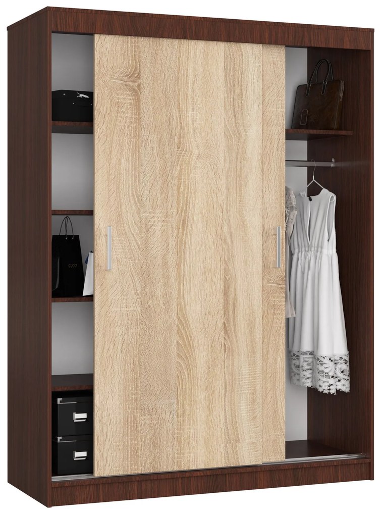 Šatníková skriňa Cosimo (wenge + dub sonoma). Akcia -13%. Vlastná spoľahlivá doprava až k Vám domov. 1069441