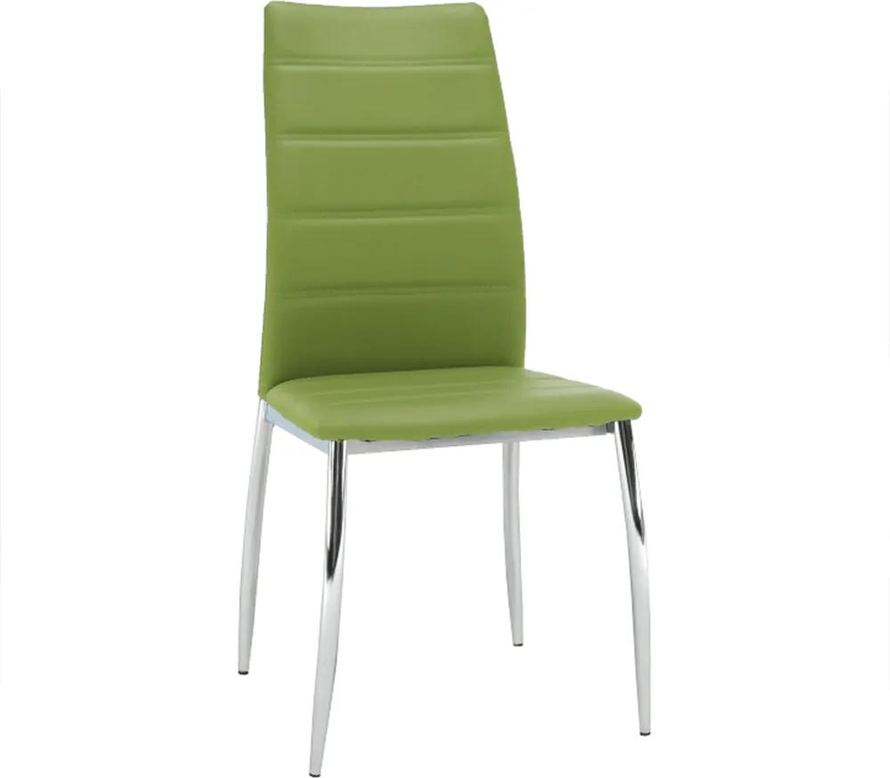Jedálenská stolička, ekokoža zelená/chróm, DELA | BIANO