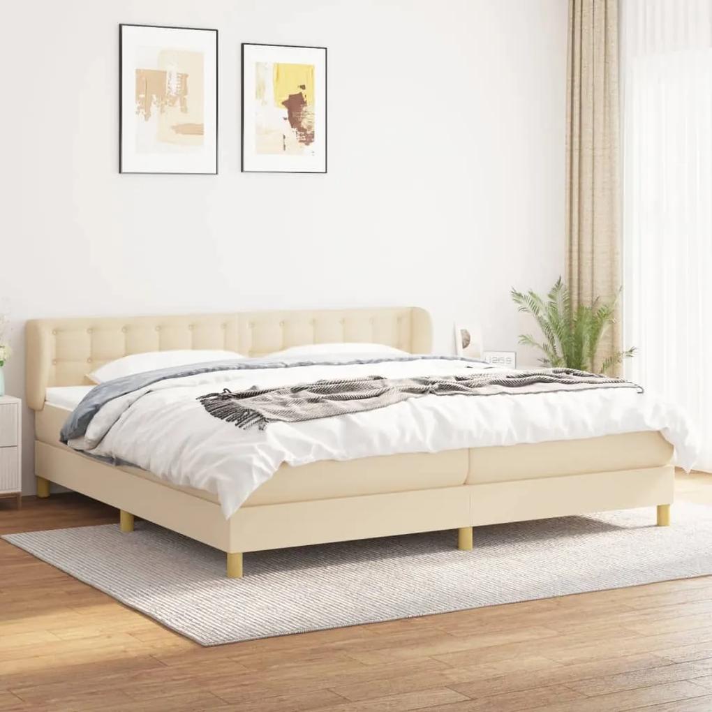 Boxspring posteľ s matracom krémová 200x200 cm látka 3127154
