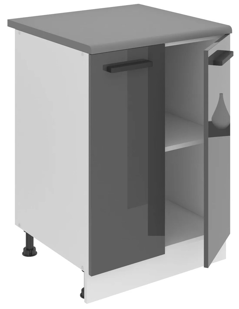 Kuchynská skrinka Belini Premium Full Version spodná 60 cm šedý lesk s pracovnou doskou