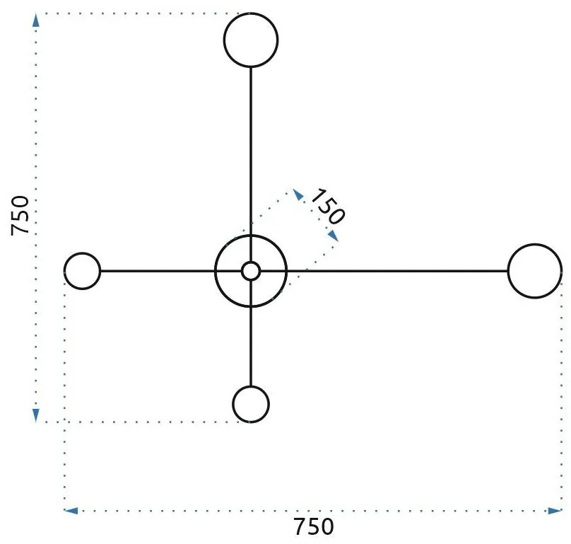 Toolight - LED stropné svietidlo 8-bodové, čierna, OSW-08566