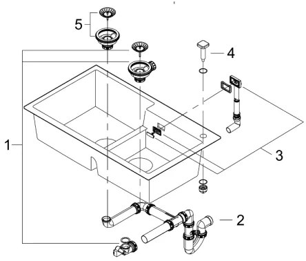 GROHE 31649AP0 - Drez K500 860 × 500 mm granit/čierna