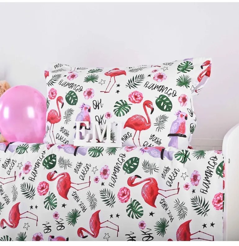 Obliečky detské bavlnené Plameniaky EMI, Detský set 90x130 + 45x65