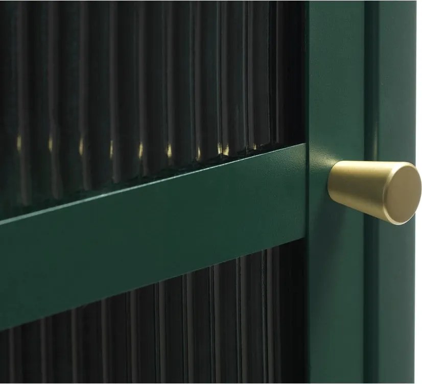 Zelená kovová vitrína Unique Furniture Bronco, výška 160 cm