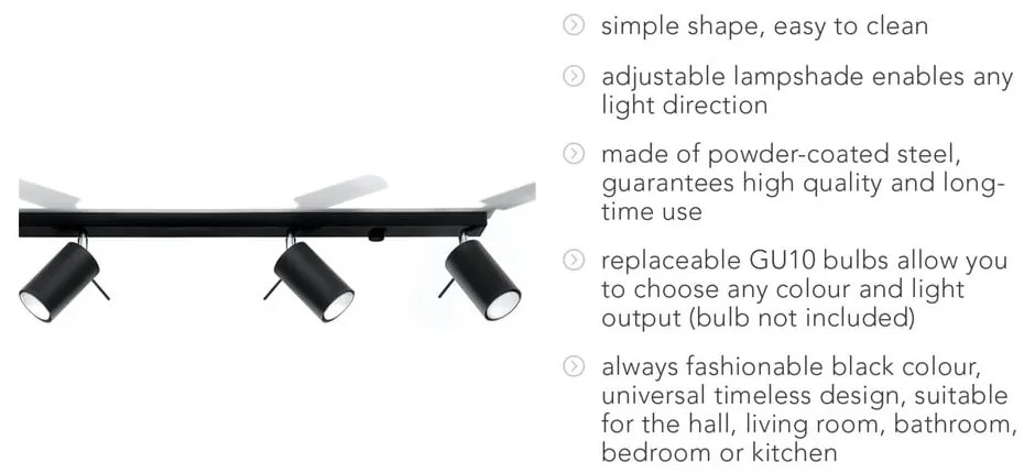 Čierne stropné svietidlo Sollux Etna 4L